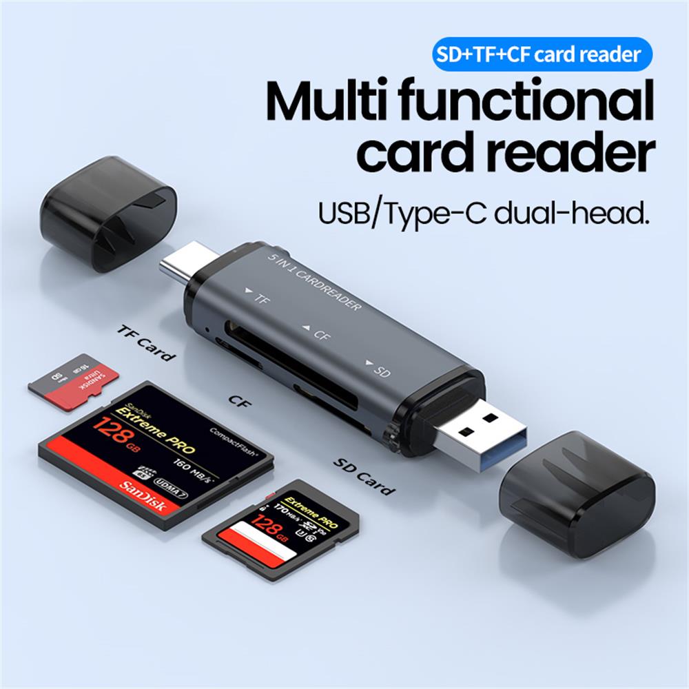 Laptop Accessories For Programmers - 5 IN 1 USB Card Reader