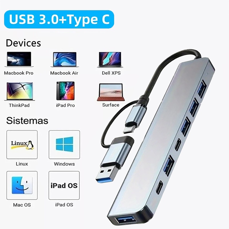 Laptop Accessories For Programmers - 2 In 1 USB3.0 Hub 7