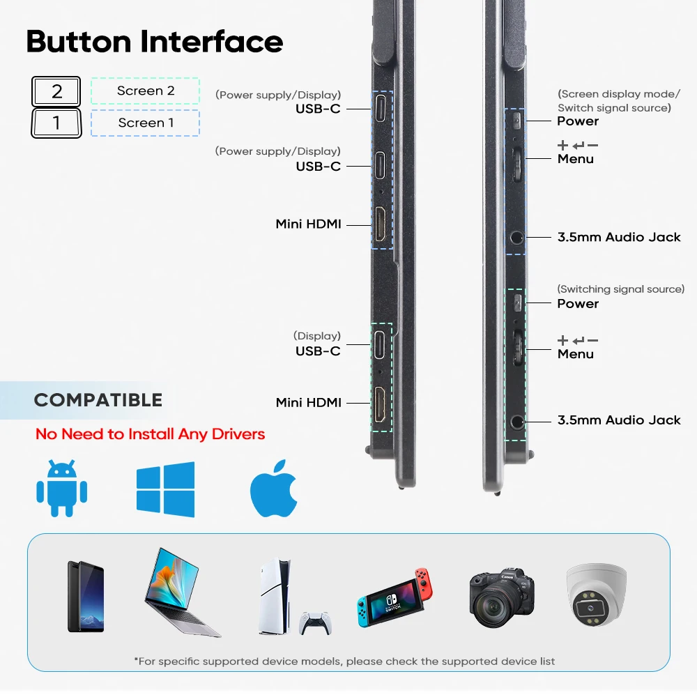 15.6 Inch Foldable Dual Triple - Monitor Portable Usb recension och pris