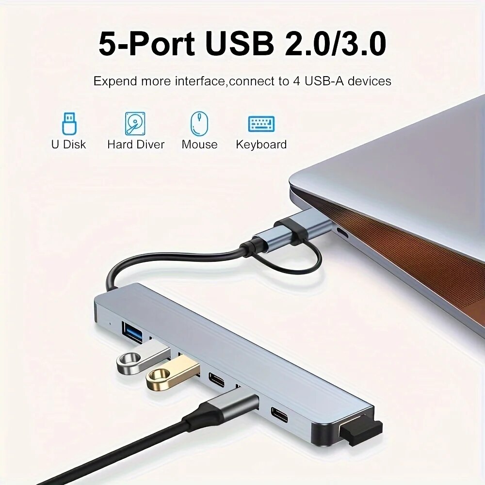 2 In 1 USB3.0 Hub 7 Port Type  - Laptop Accessories For Programmers recension och pris
